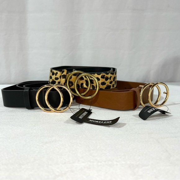 MORELESS 3 Pack Faux Leather Belts for Jeans Dress Pants, Fashion Waist Belts MORELESS 3 Pack Women main image 3